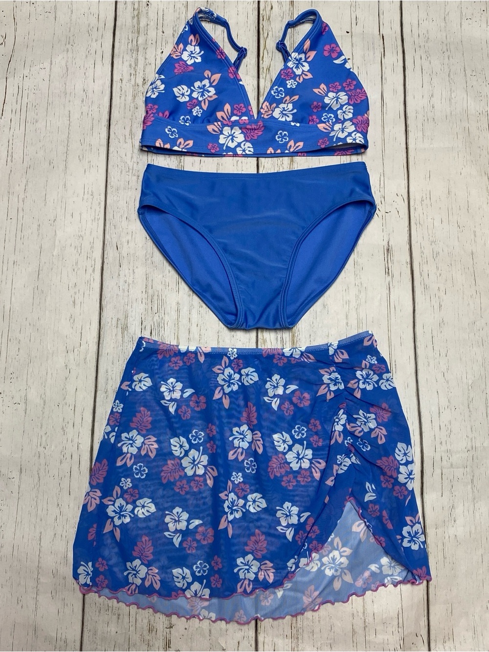Art Class Floral Bikini and Sarong Sheer Skirt Set